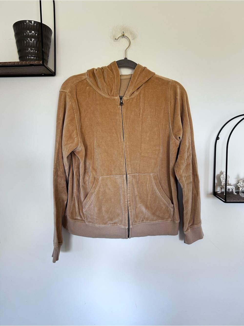 Pact Women's Pure Velour Zip Hoodie Sesame Color Size Medium